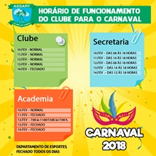 HORÁRIO DE FUNCIONAMENTO NO CARNAVAL