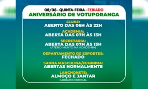 HORÁRIOS PARA O FERIADO DE 08/08